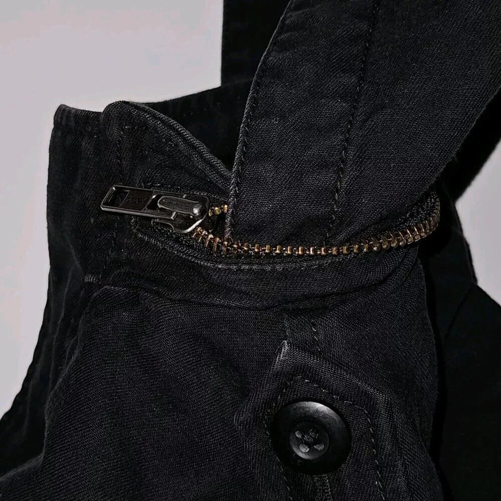 Old Navy Black Denim Jacket Full Zip Hooded Boys XS Airlift Command Halloween